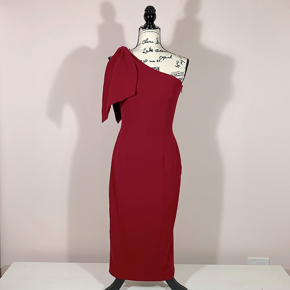 Dress the Population Tiffany One-Shoulder Midi Dress Red S